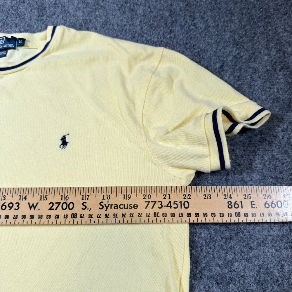 Vintage Polo Ralph Lauren Pique Ringer T-Shirt Mens M Yellow Cotton Tee